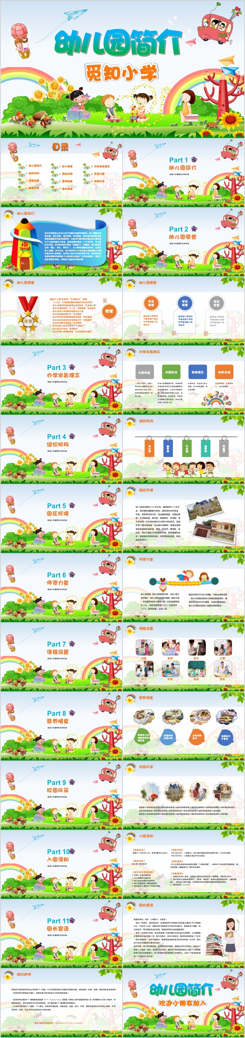 卡通儿童学校幼儿园简介幼儿园开学招生学校介绍活动策划ppt模板