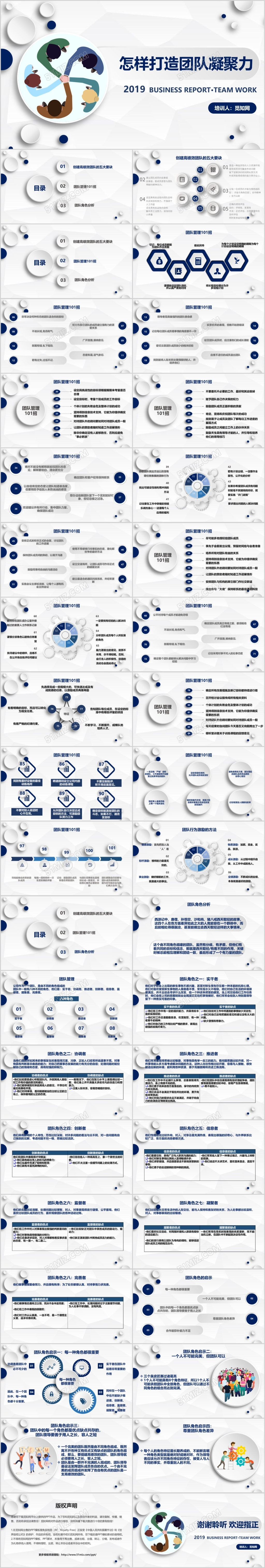 时尚简约蓝色商务微粒体团队凝聚力汇报报告会议PPT模板