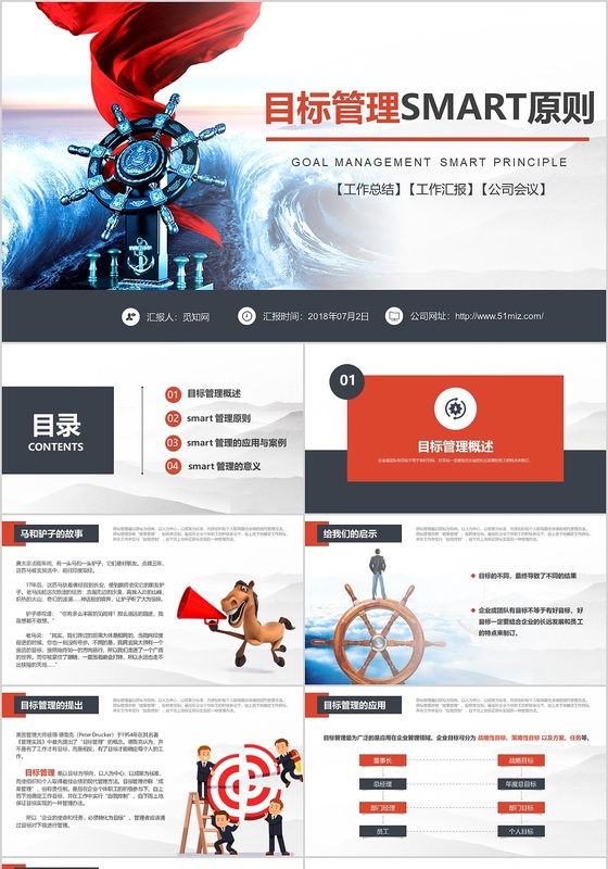 商务红色大气实用目标管理Smart原则ppt模板