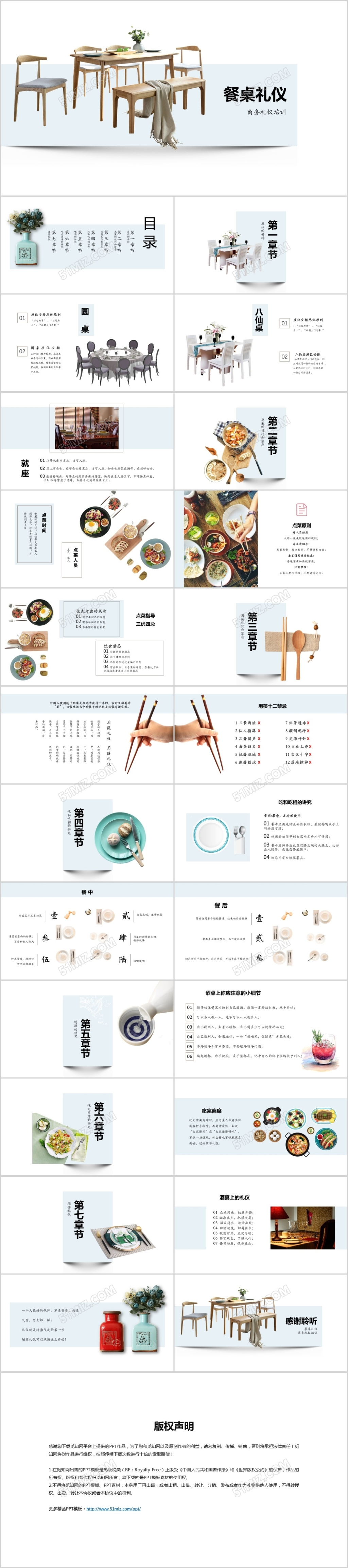 简约大气清新餐桌礼仪知识商务培训社交ppt模板