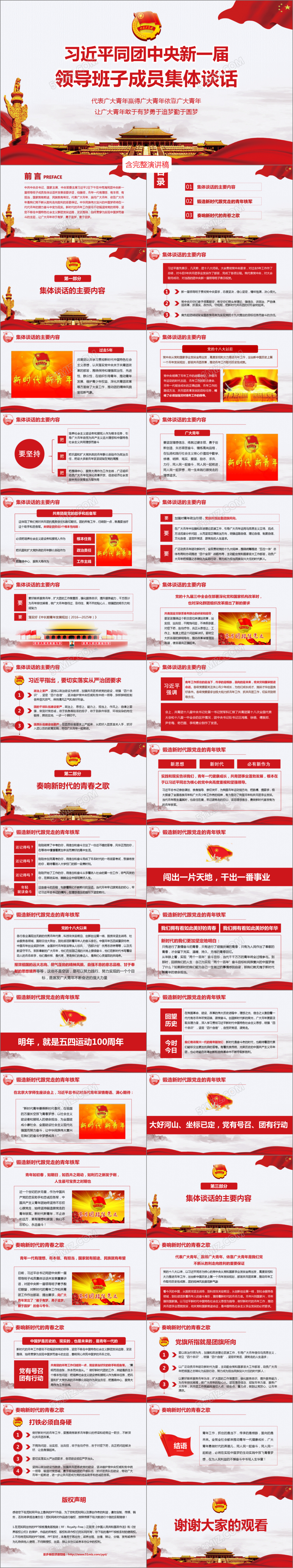 学习在同团中央新一届领导班子成员集体谈话精神PPT模板