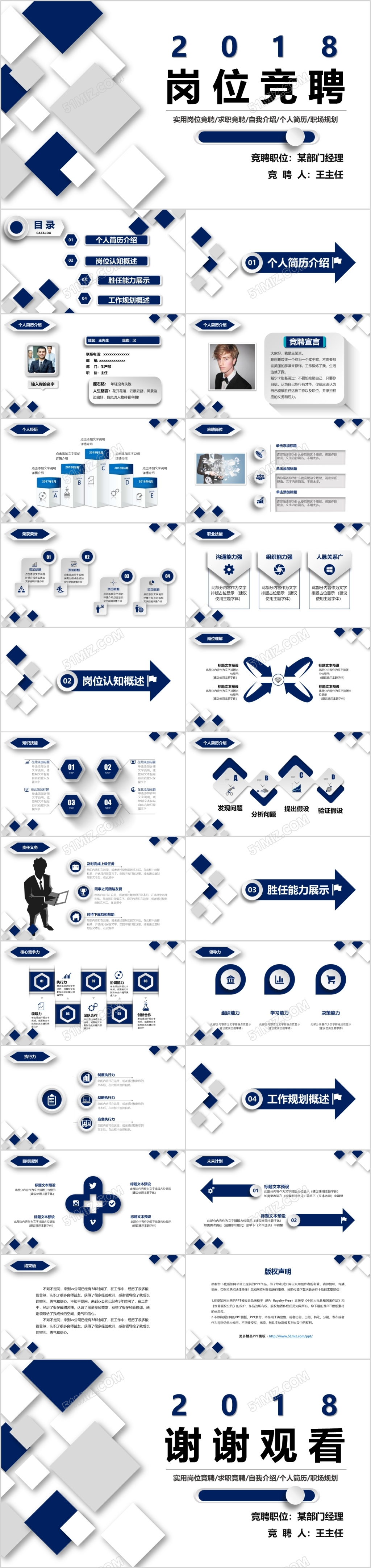 商务微粒体岗位竞聘PPT模板