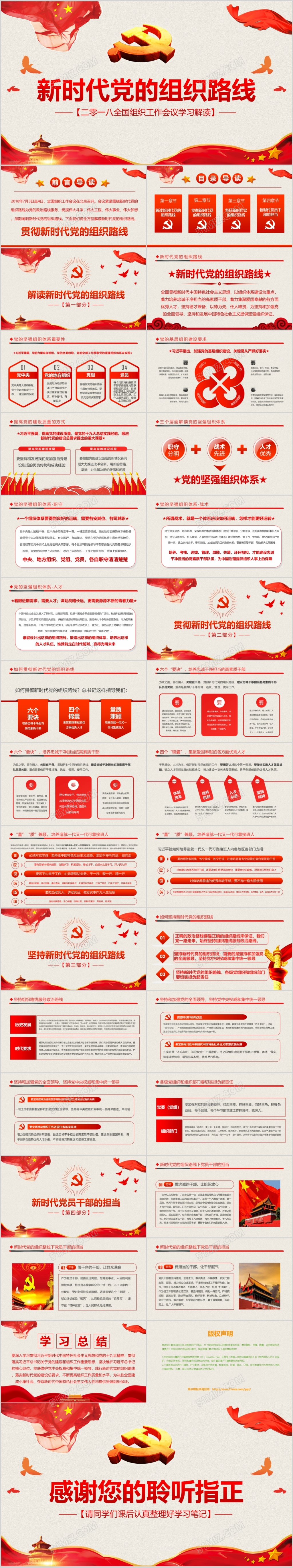 红色大气贯彻新时代党的组织路线工作会议PPT模板