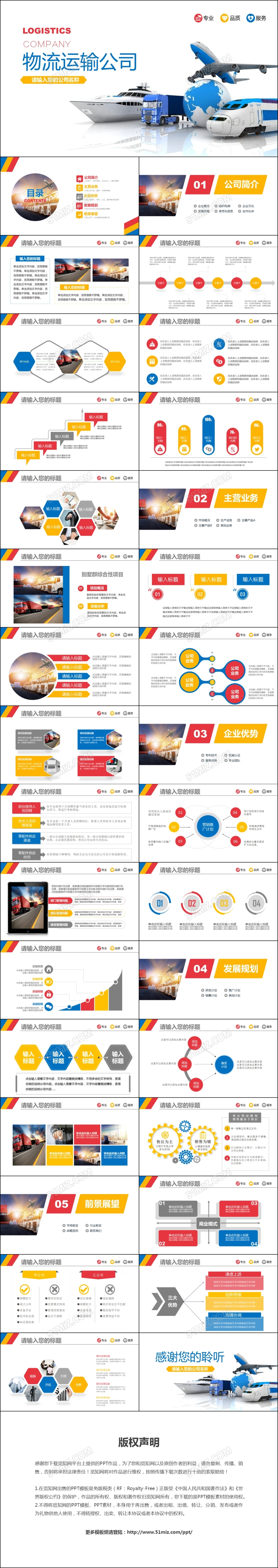 物流货运快递运输公司总结汇报PPT模板