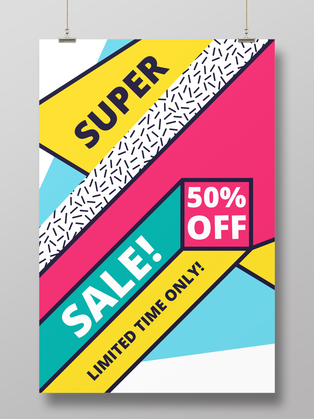 孟菲斯风格创意促销海报设计