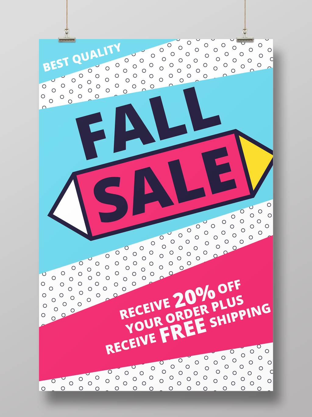 彩色创意孟菲斯风格秋季促销海报设计