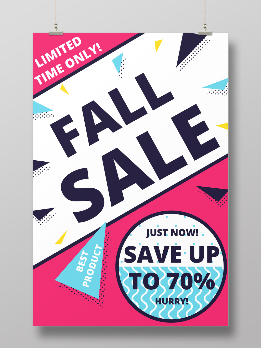 简约创意秋季促销孟菲斯海报