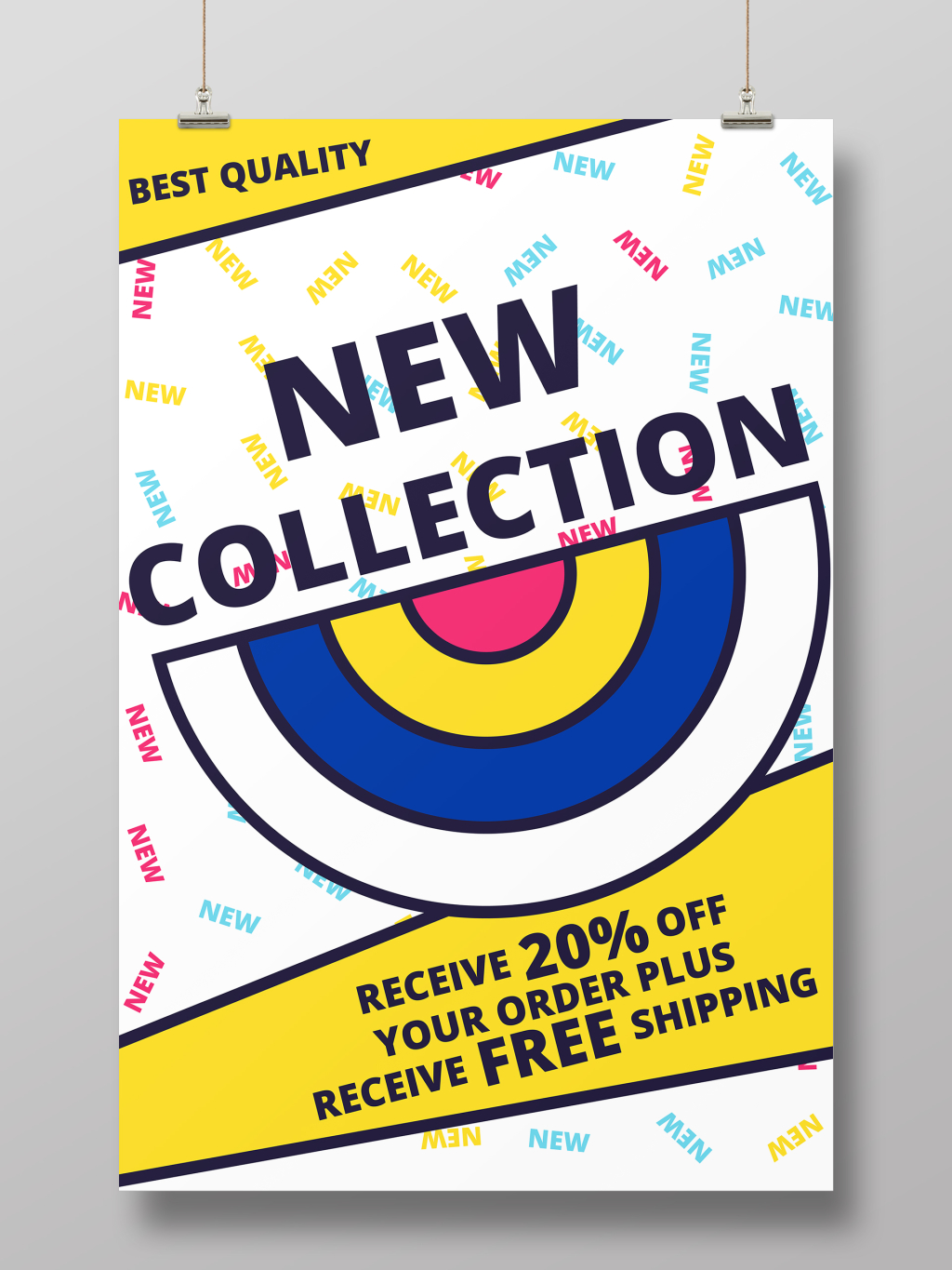 彩色活力新品推广孟菲斯海报设计