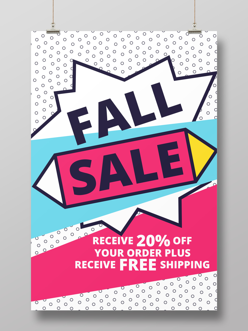 彩色活力秋季产品大促宣传海报