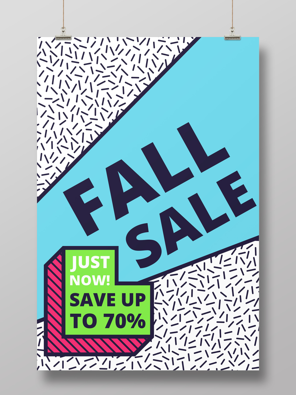 简约孟菲斯秋季促销海报