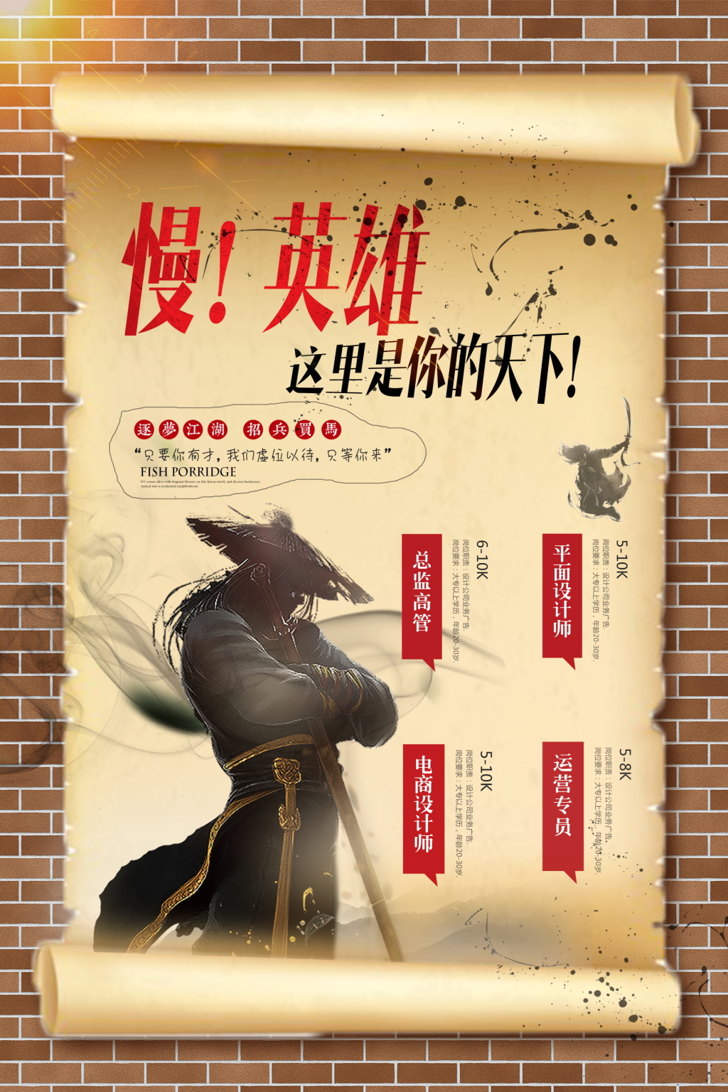 黄色复古风招聘海报