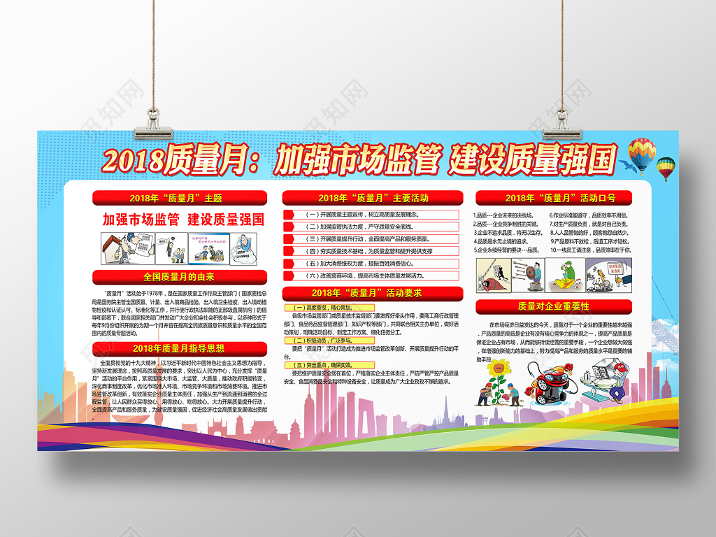 卡通质量月展板海报