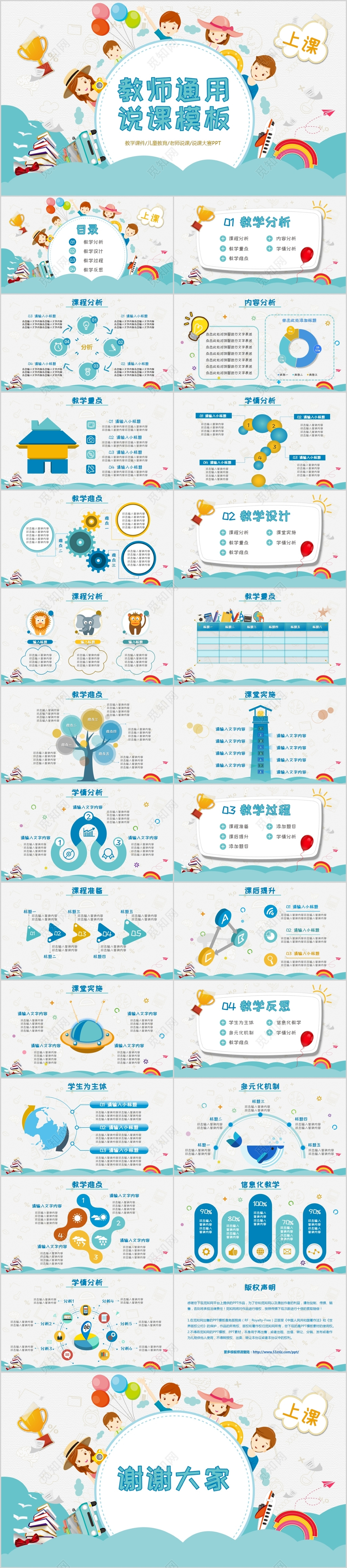 儿童创意卡通课件PPT教师说课教学动态模板