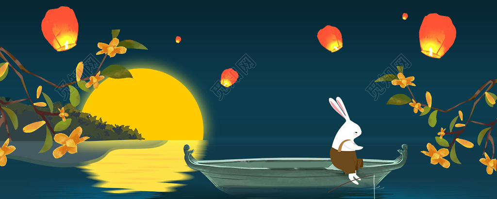 卡通风淘宝电商天猫电商中秋banner海报