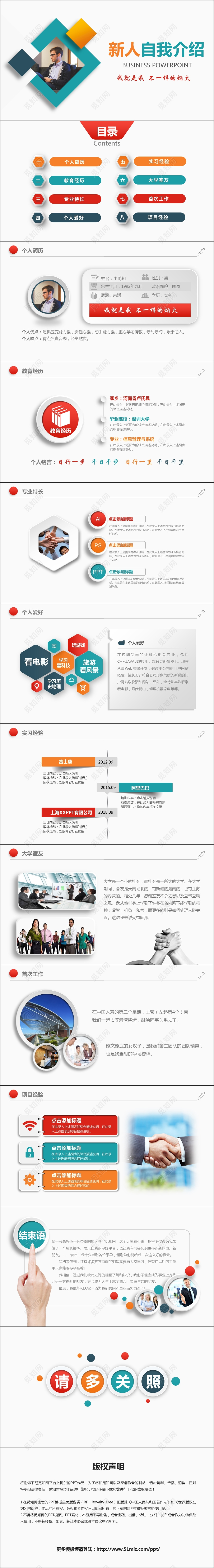 微粒体新人入职自我介绍PPT模板