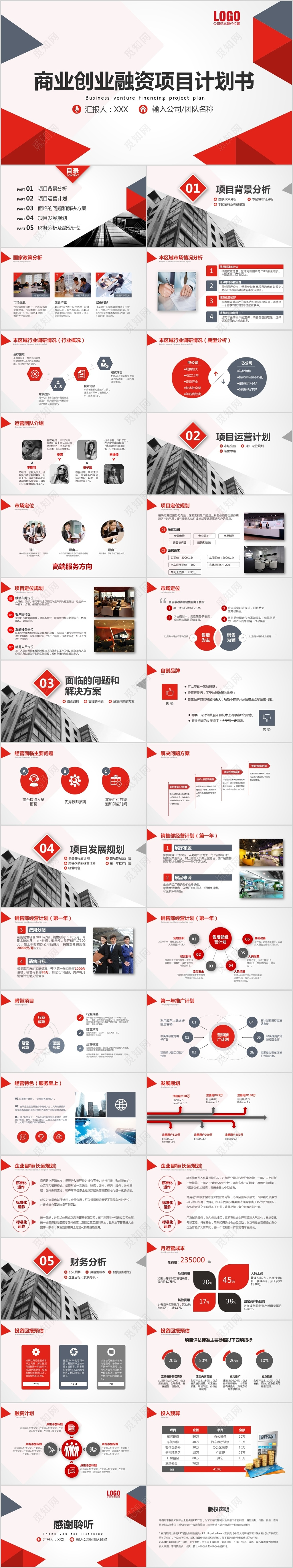 黑色公司商业创业融资项目计划书ppt模板