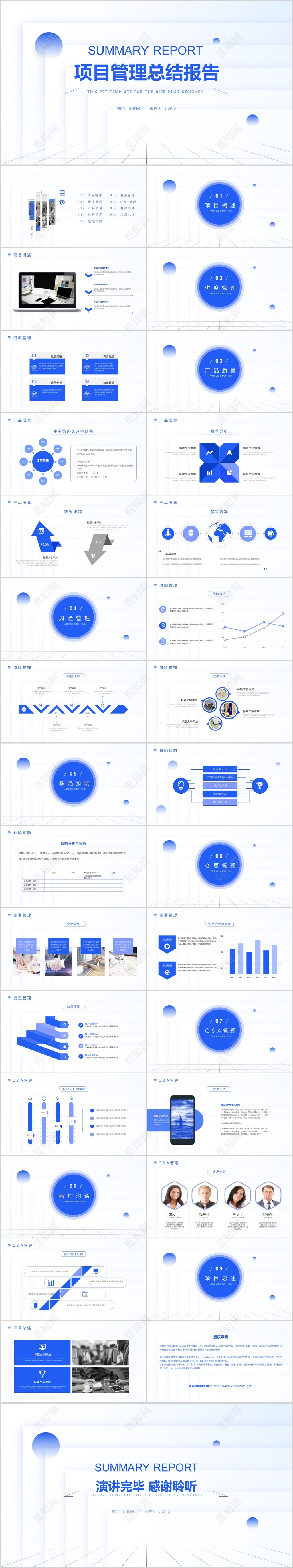 几何线条简约创意项目管理总结报告PPT模板