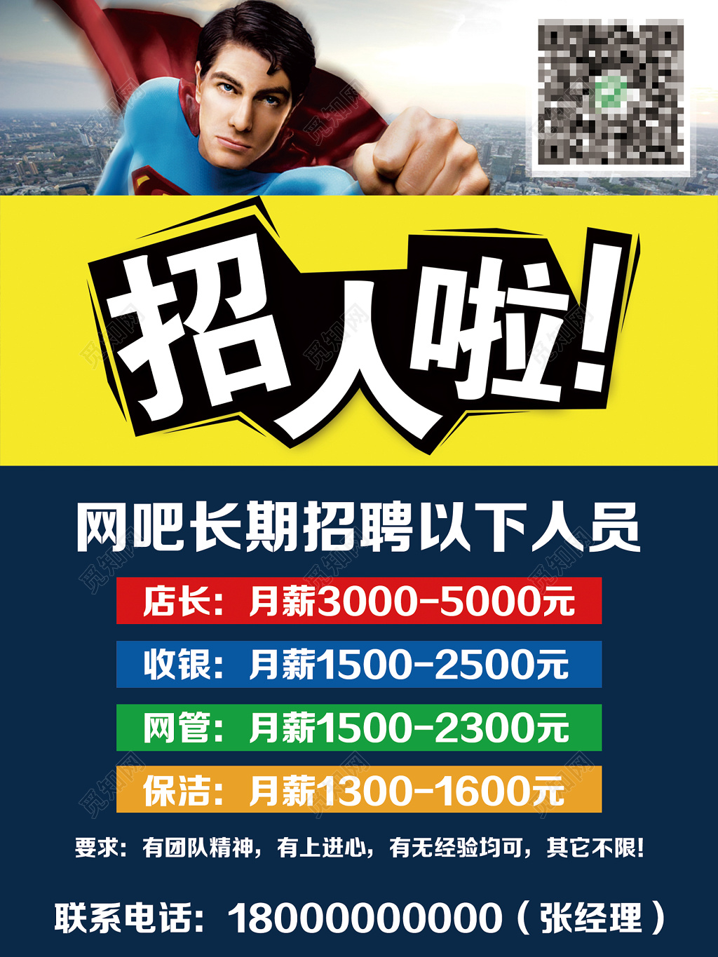 网吧人才招聘招募海报