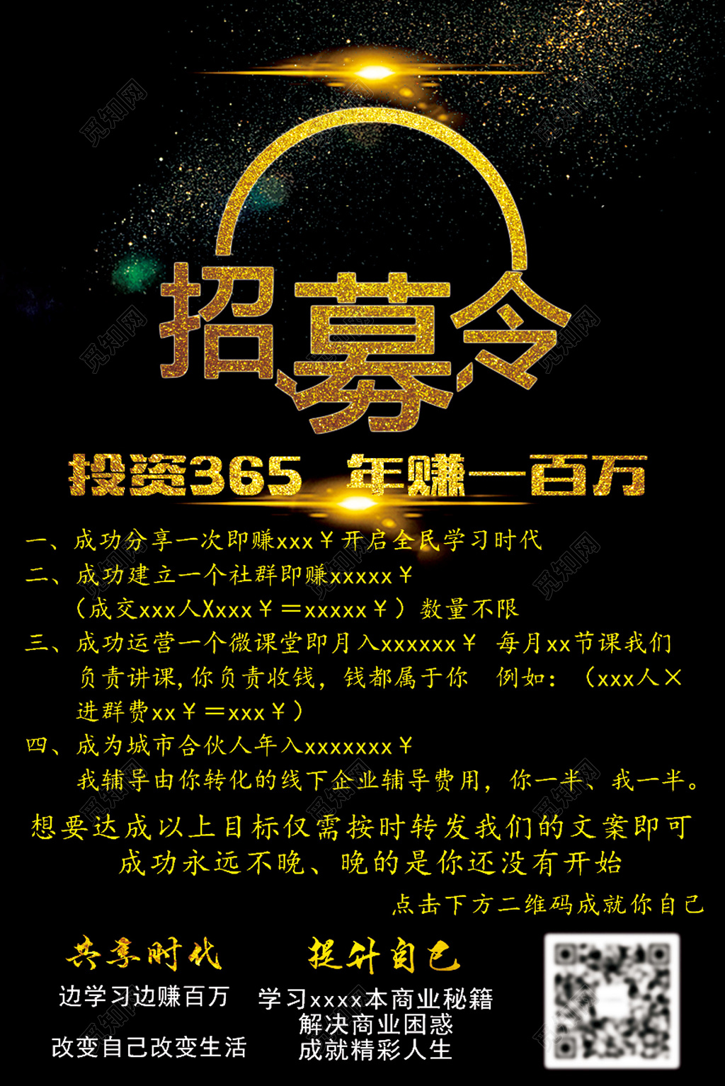 现代大气风合伙人招募令招聘海报