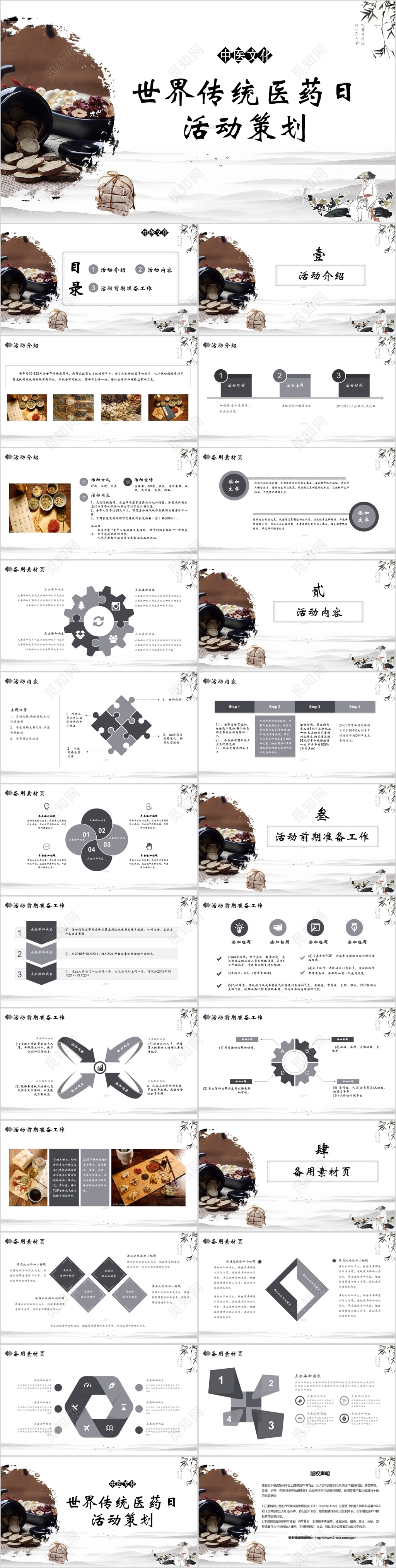 中国风世界传统医药日活动策划PPT模板  