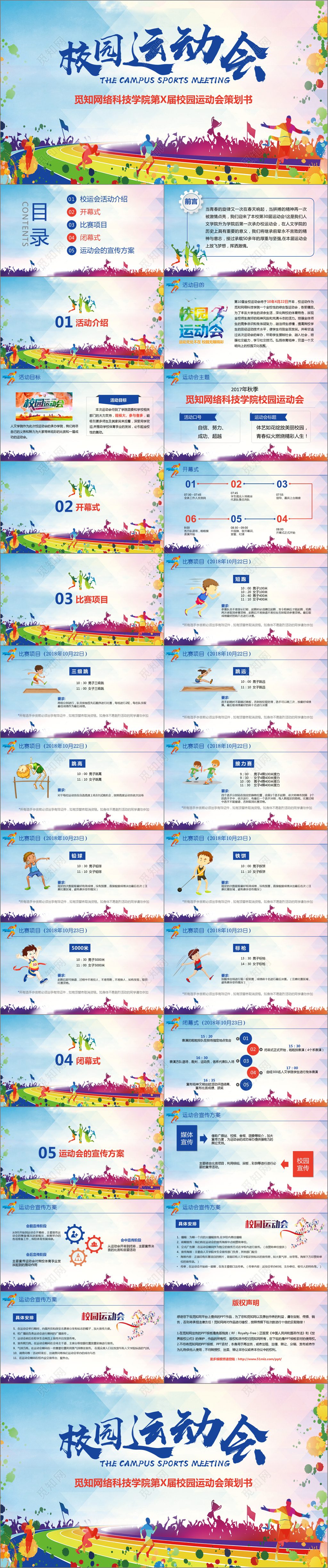 青春活力校园运动会活动策划PPT模板