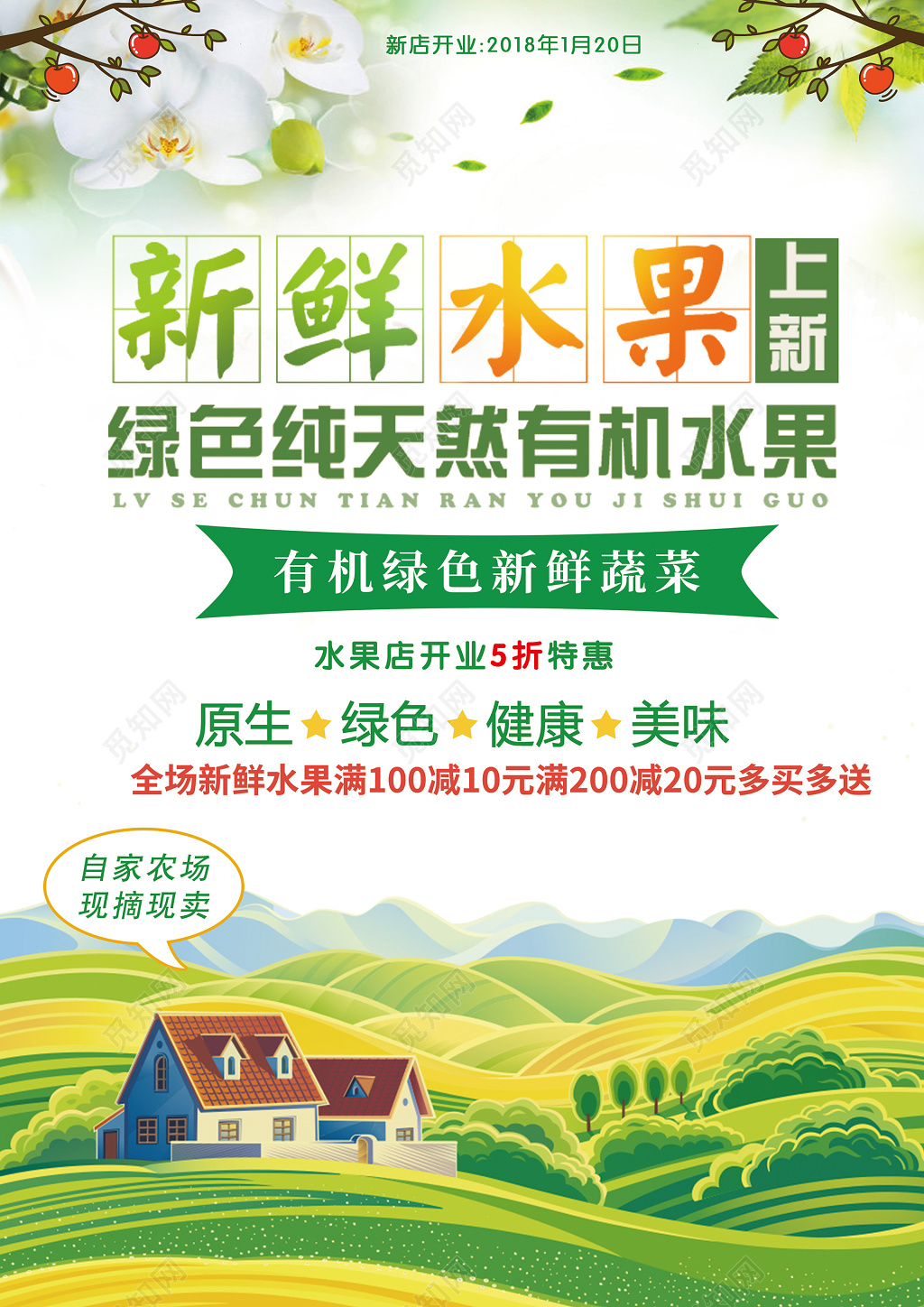 新鲜水果开业宣传单创意设计