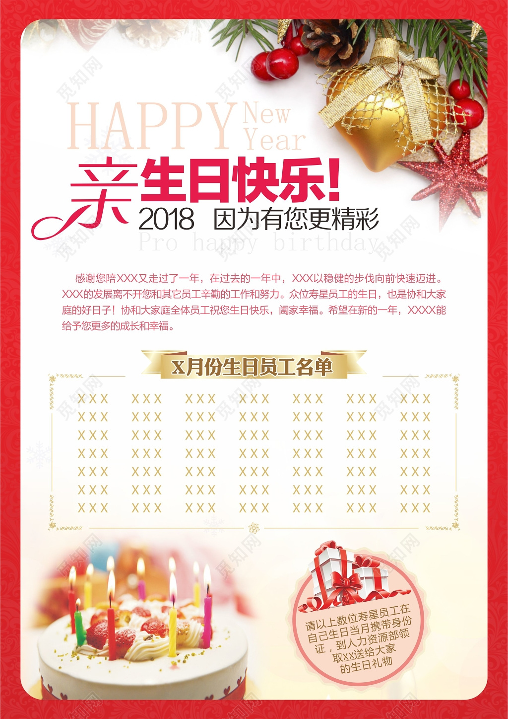 创意温馨时尚生日快乐海报