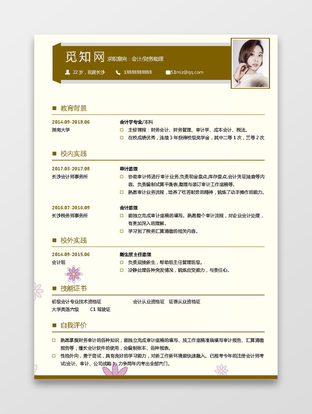 财务会计简历模板