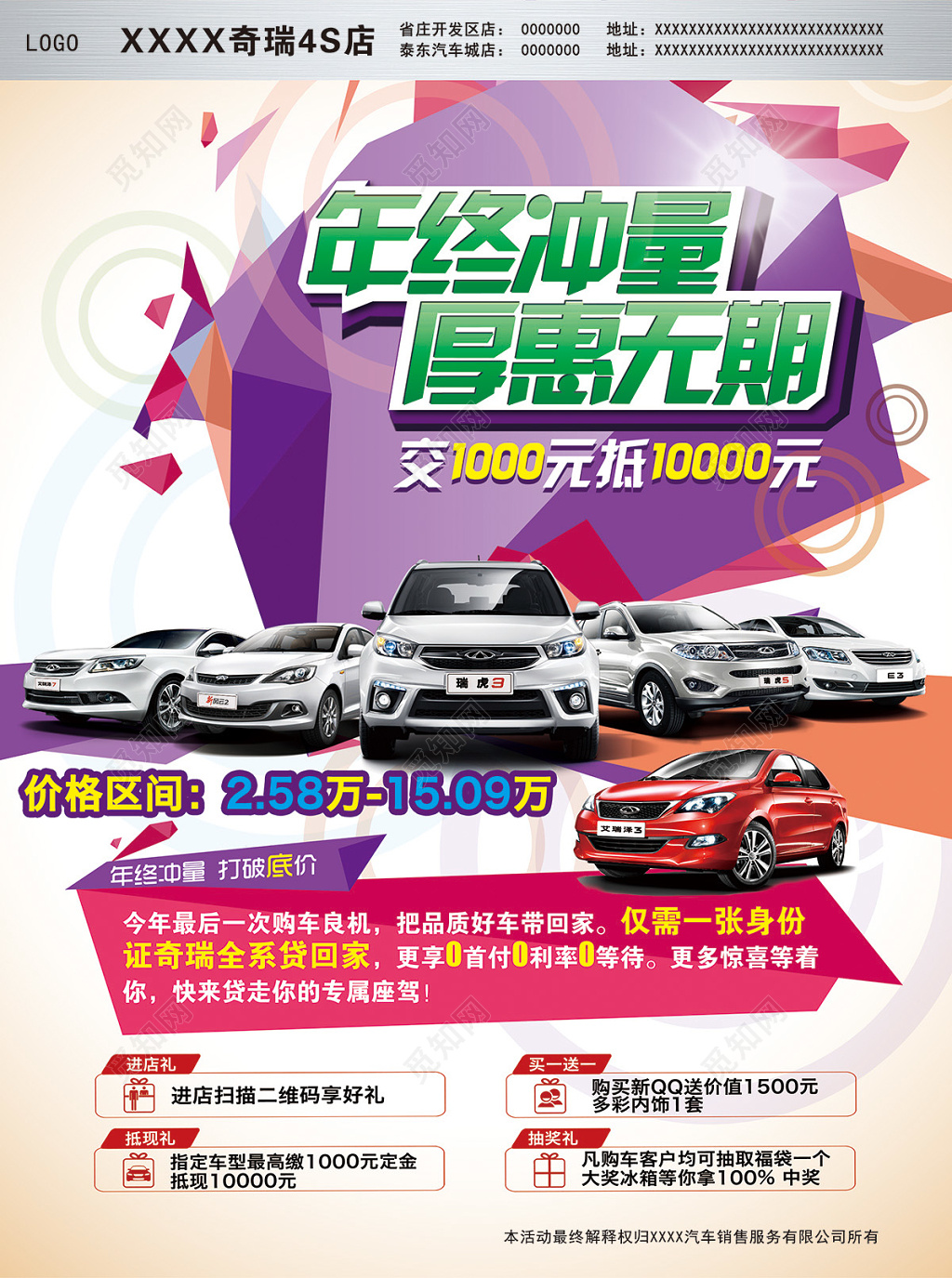 奇瑞汽车年终促销宣传海报
