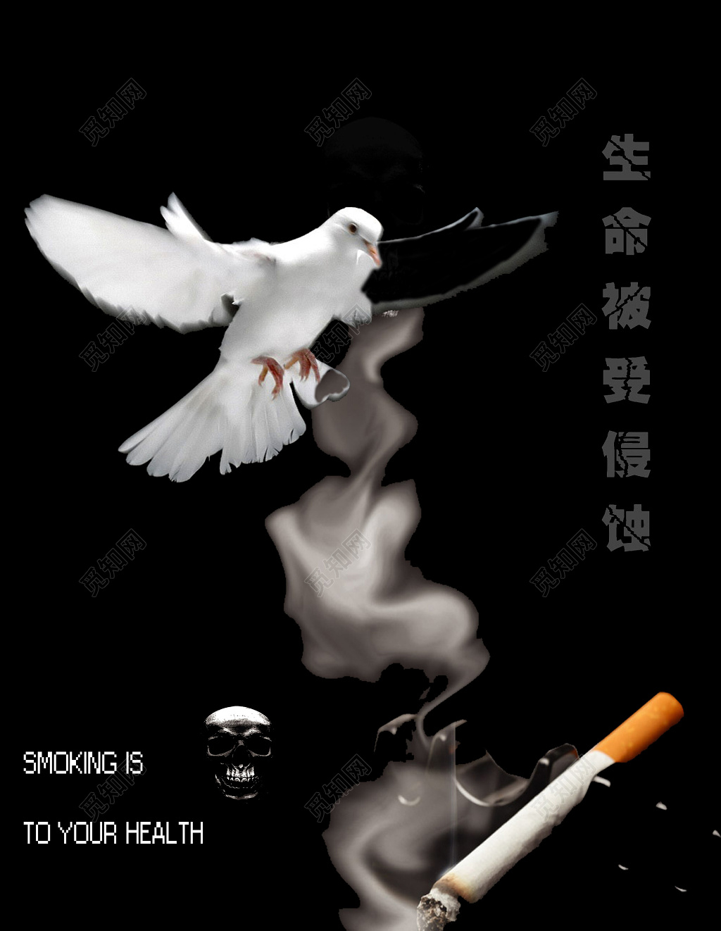 生命被侵蚀戒烟公益宣传海报