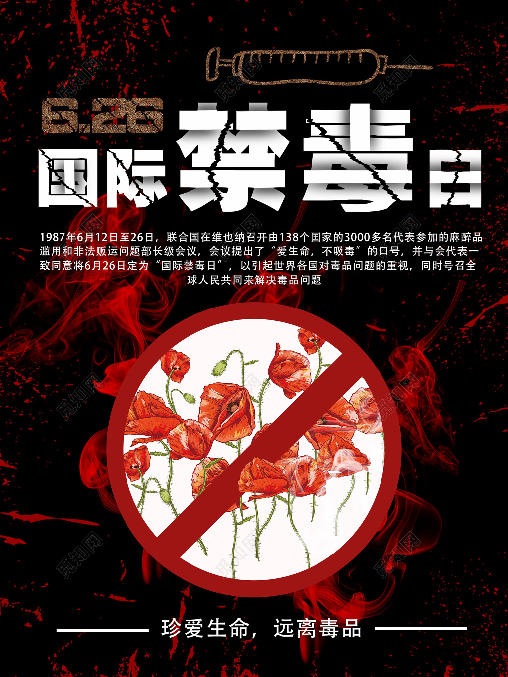 大气风国际禁毒日禁毒公益宣传海报设计