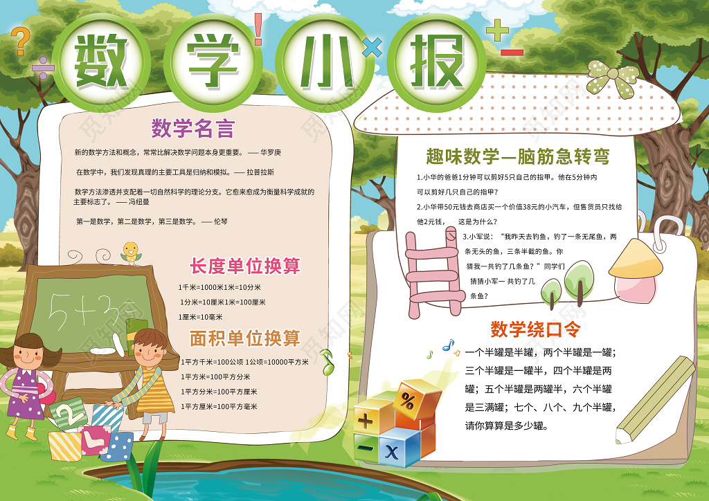 小报边框花边word学习电子小报手抄报数学小报含psd源文件