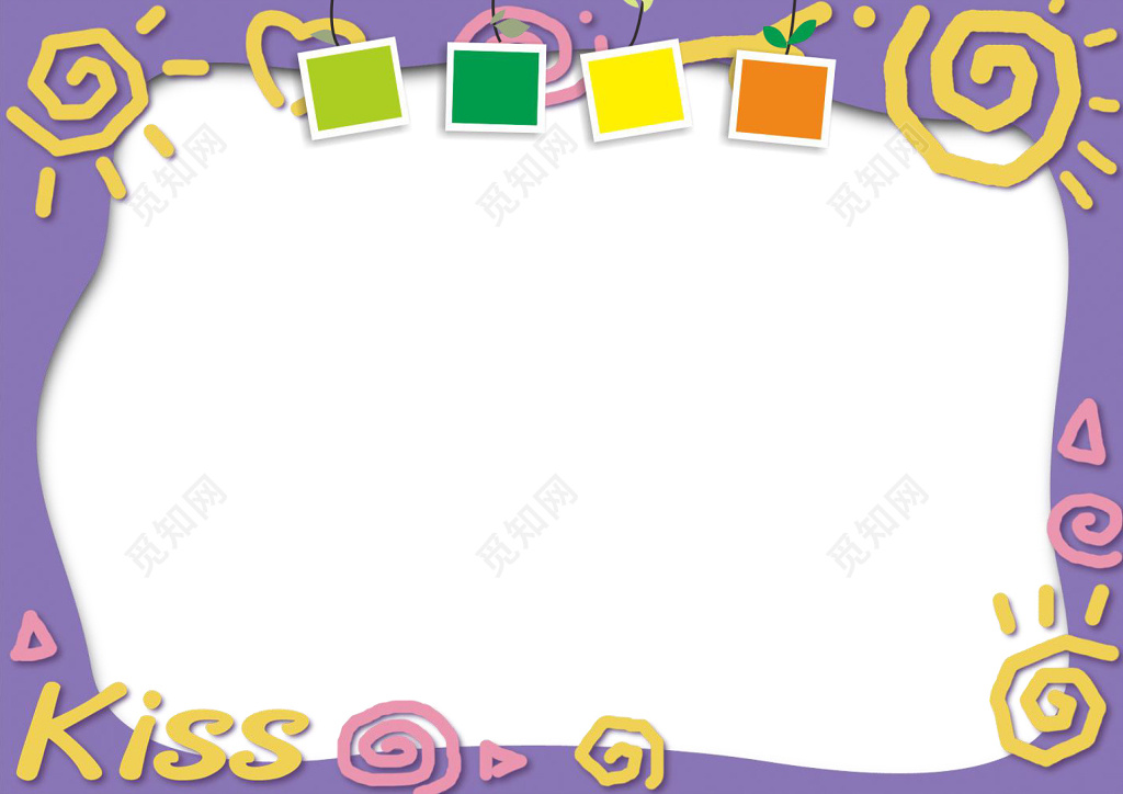 紫色卡通手绘矢量边框花边小报手抄报花边边框