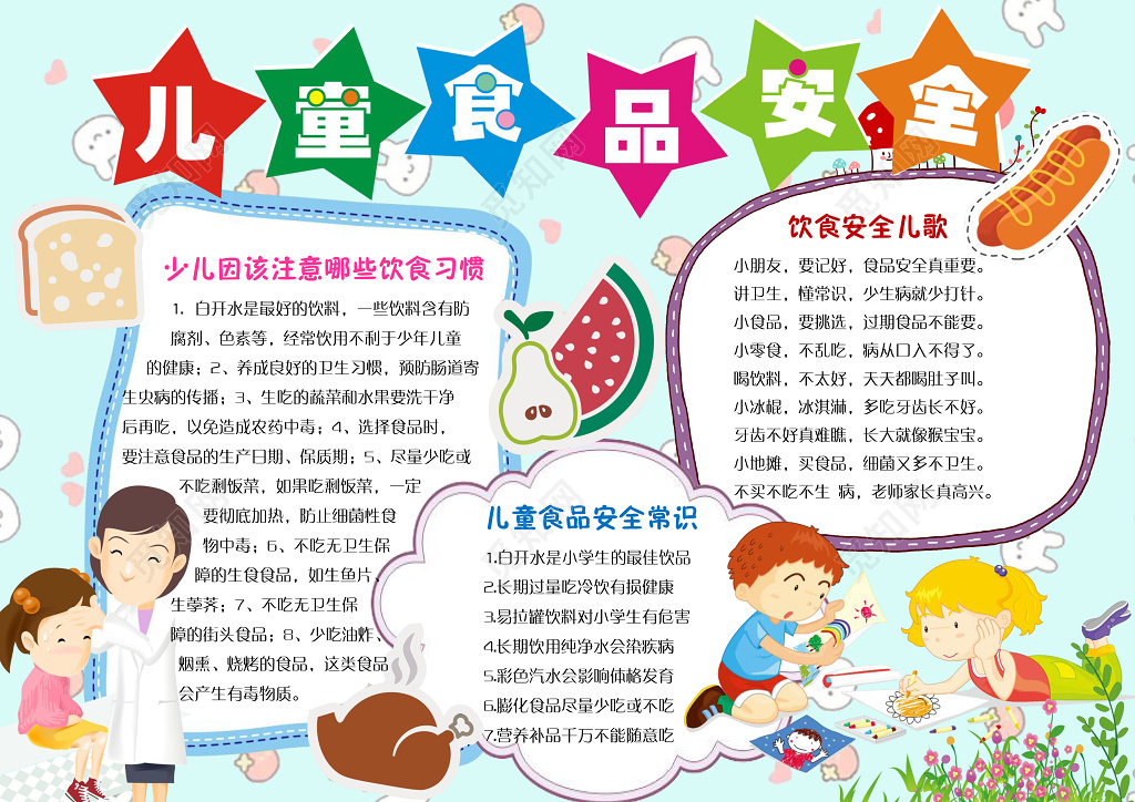 电子小报手抄儿童食品安全小报边框花边word学习