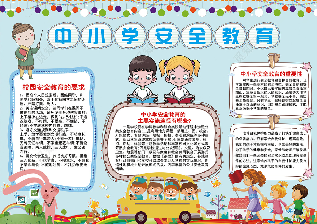 中小学安全教育宣传小报手抄报含有PS源文件