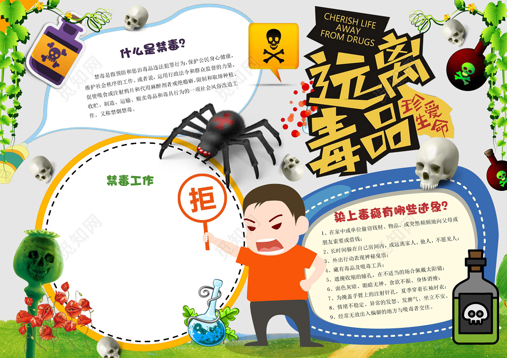 远离毒品珍爱生命禁毒宣传小报电子word手抄报