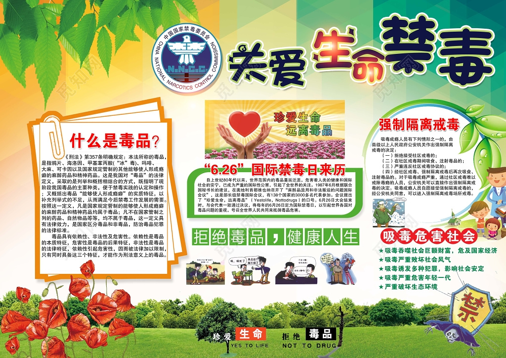 关爱生命禁毒宣传小报模板小报边框小报花边word小报
