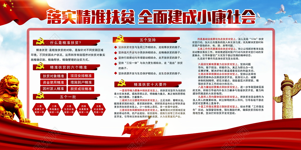 打赢扶贫攻坚战建成全面小康社会宣传党建展板