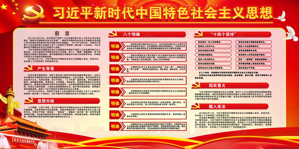 学习十九大新时代中国特色社会主义思想宣传栏党建展板