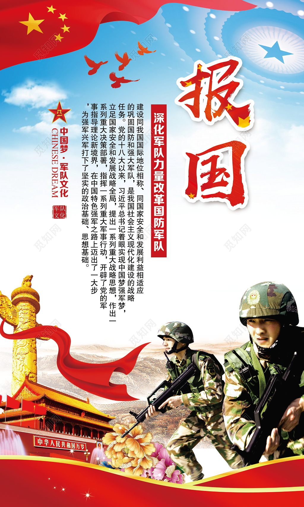 强军梦新时代强军目标部队军队化海报党建展板