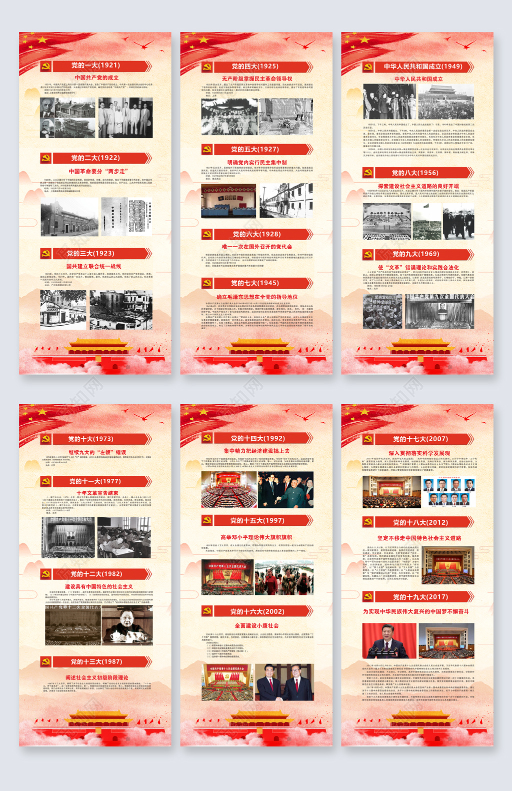 党建造型社区打造党的光辉历程党员活动室党建展板