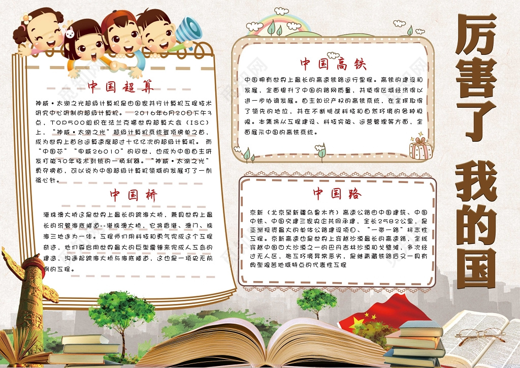 简约大气小报边框花边厉害了我的国爱国小报含有PS源文件