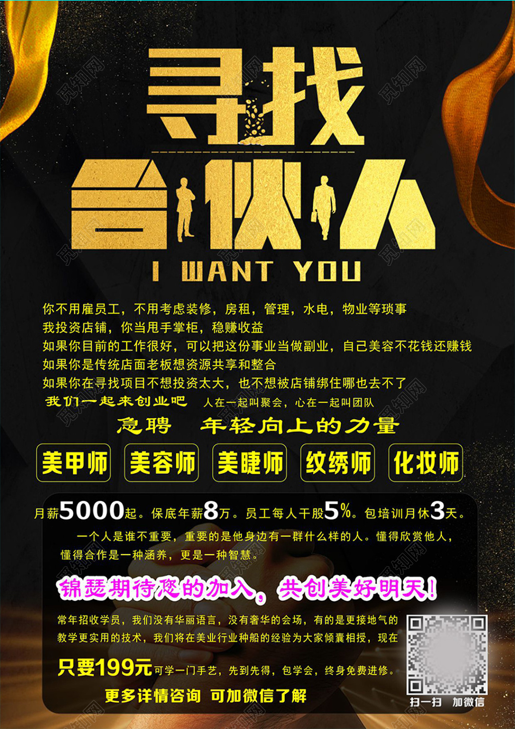 金字寻找合伙人招聘合伙人宣传单