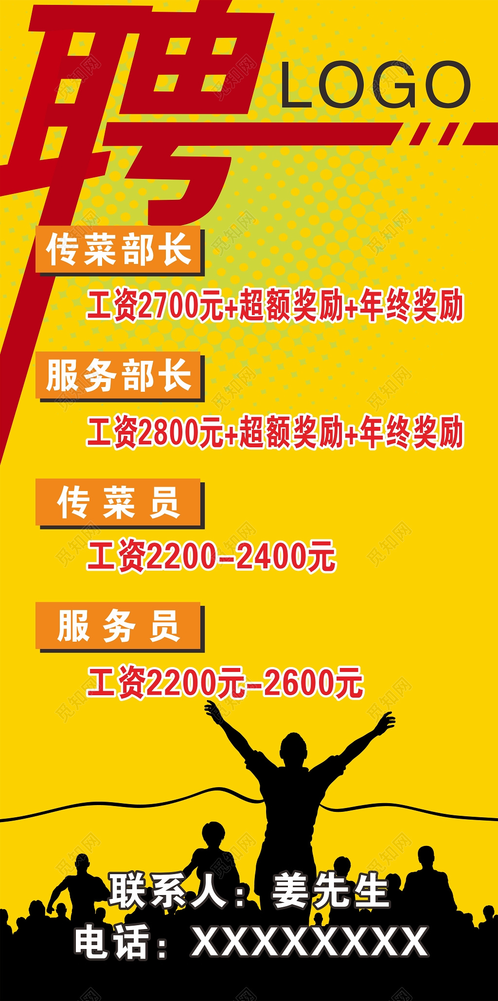 创意餐厅招聘易拉宝模板