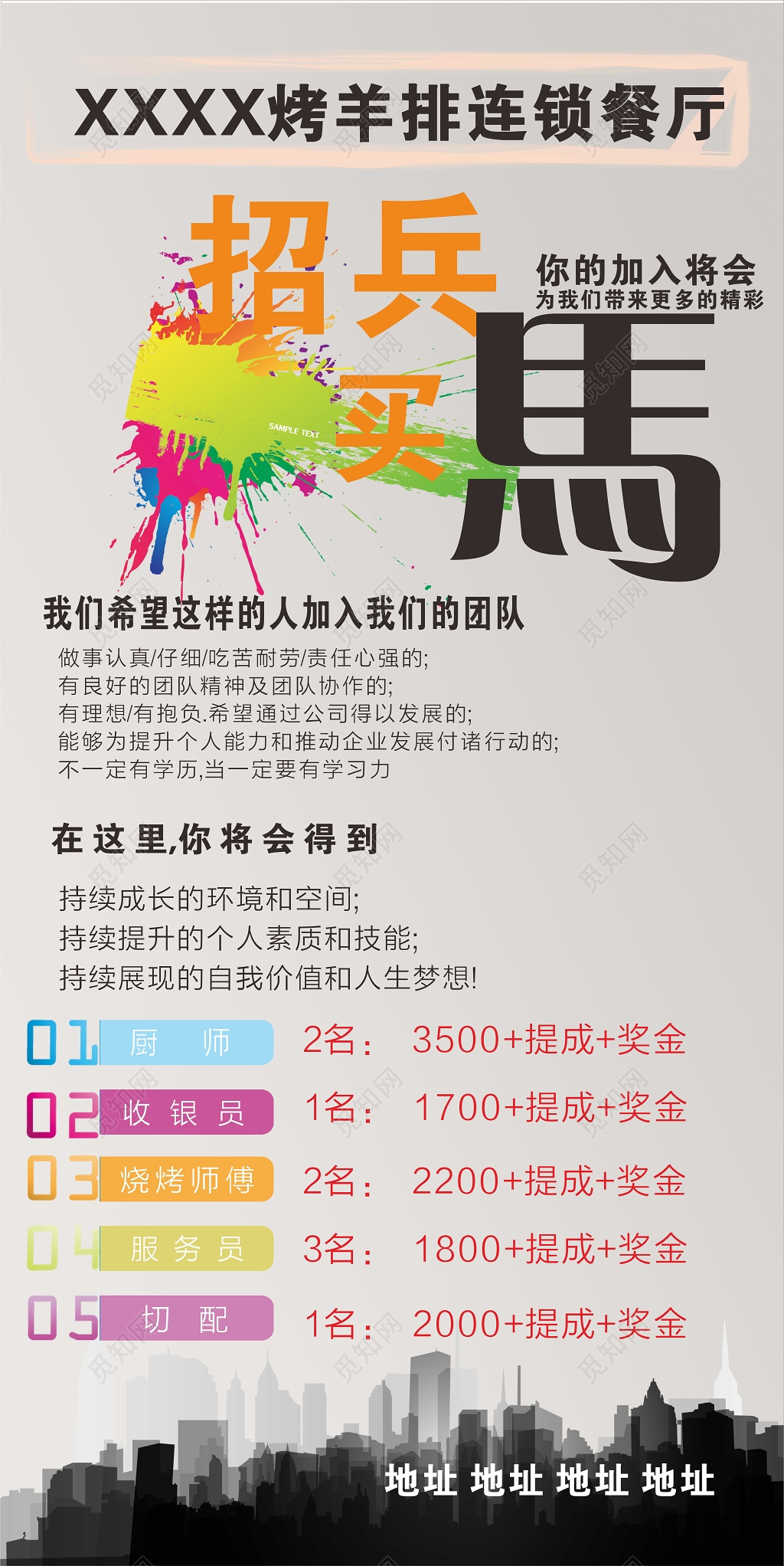 艺术餐厅招聘易拉宝模板