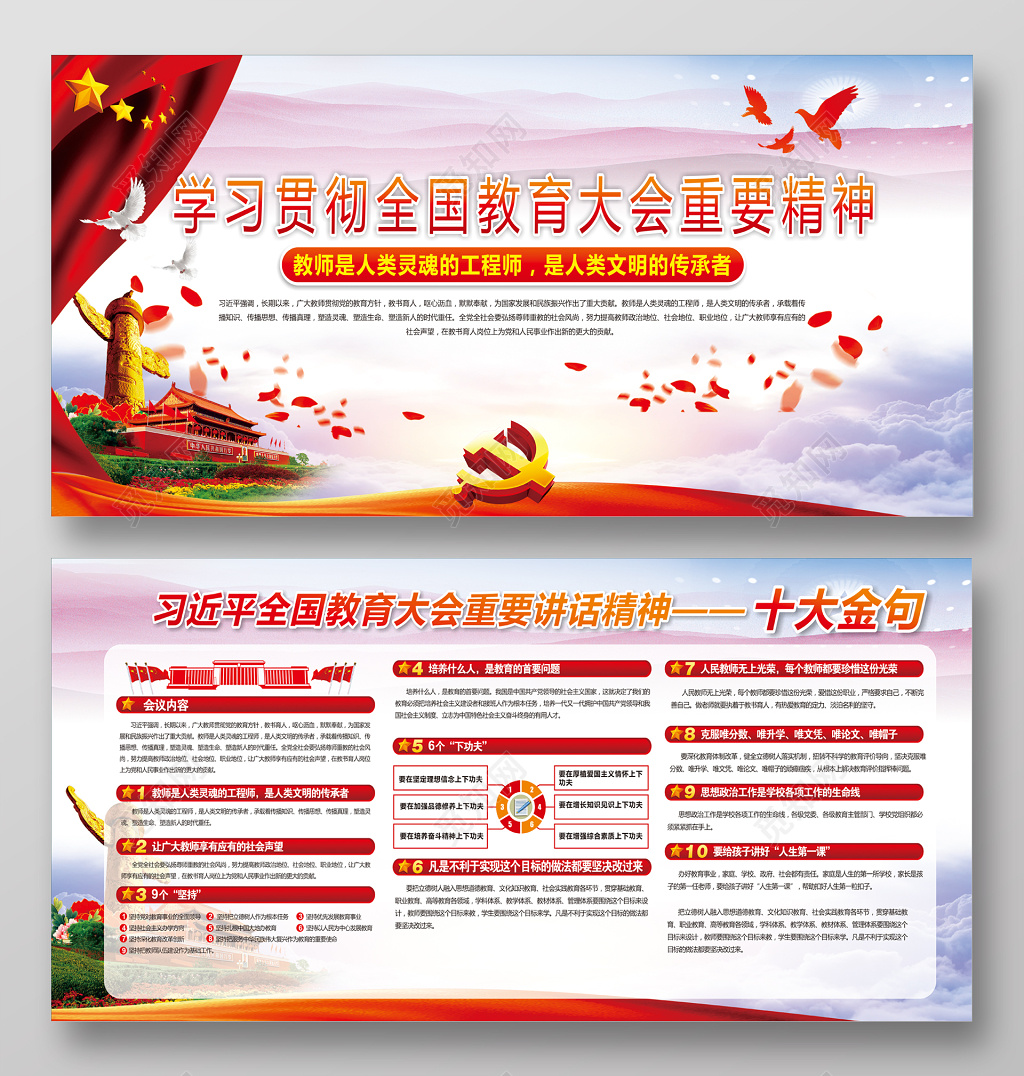 学习贯彻全国教育大会重要精神党建展板 