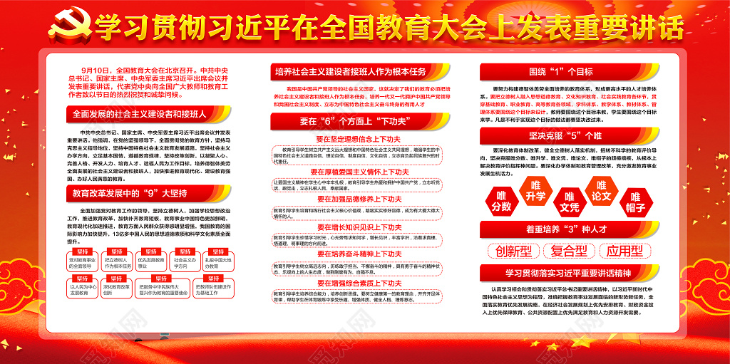 习近平教育大会重要讲话党建展板