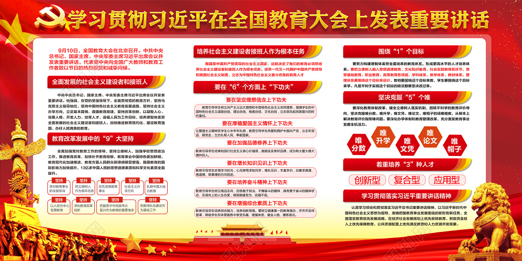 学习中央领导人重要讲话党建展板设计