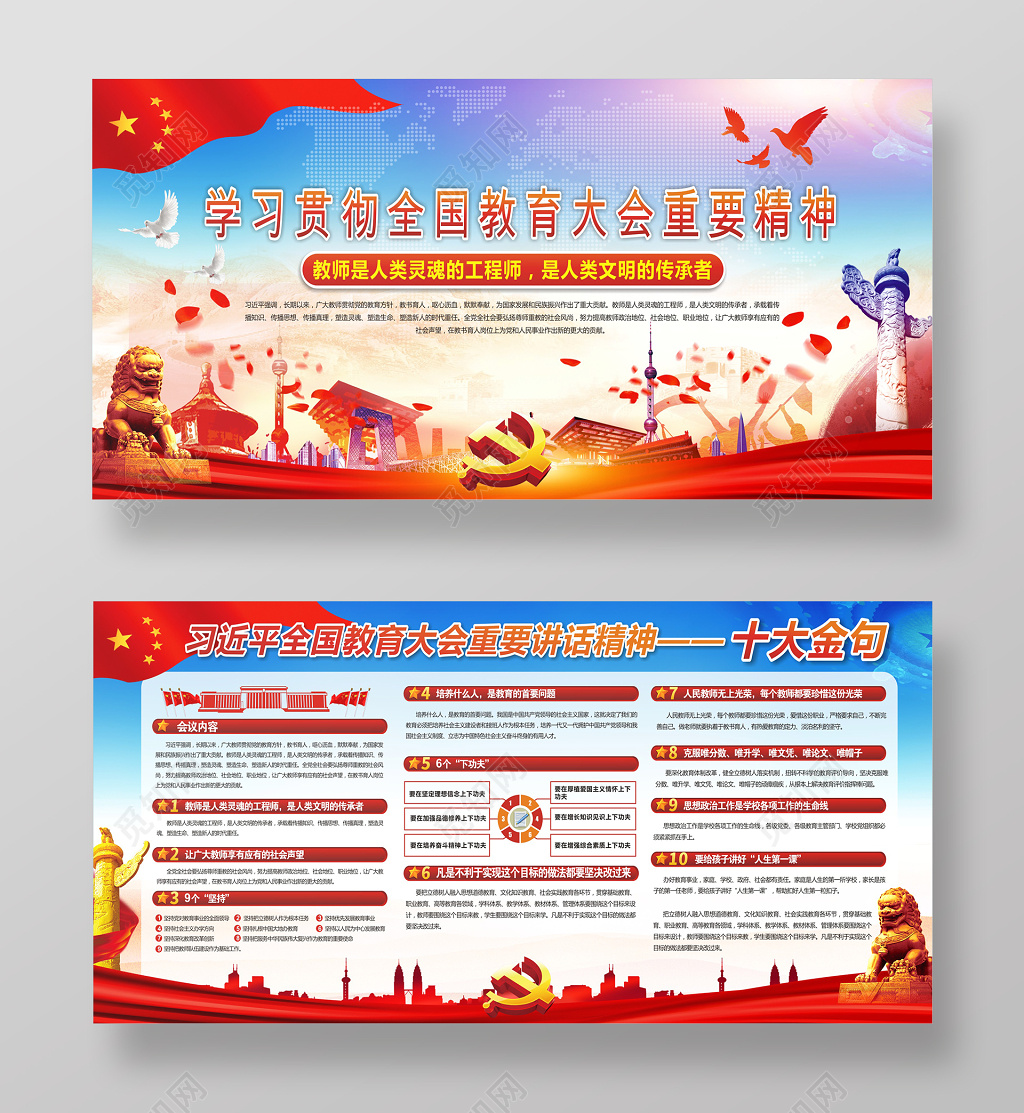 学习惯彻全国教育大会重要精神党建宣传展板