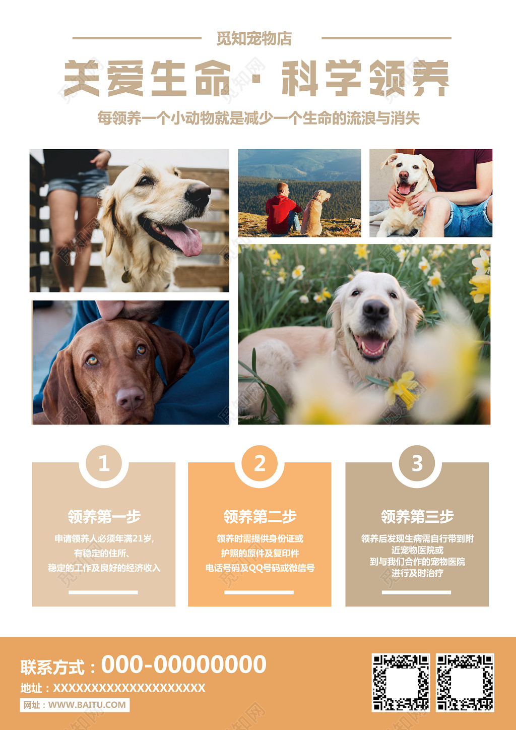 创意风格领养宠物店开业宣传单